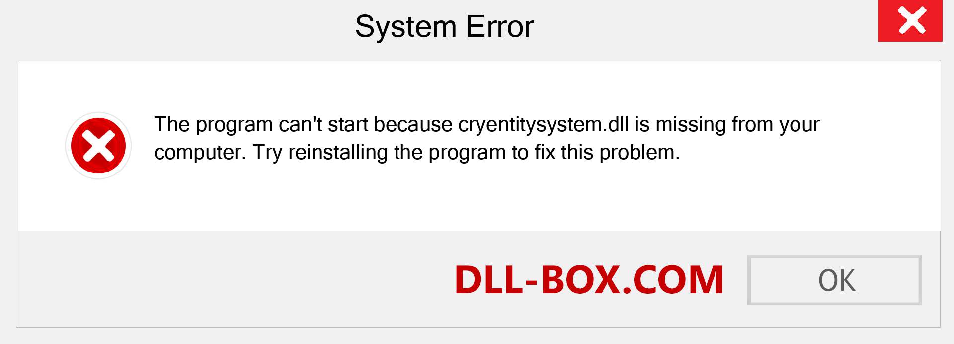  cryentitysystem.dll file is missing?. Download for Windows 7, 8, 10 - Fix  cryentitysystem dll Missing Error on Windows, photos, images