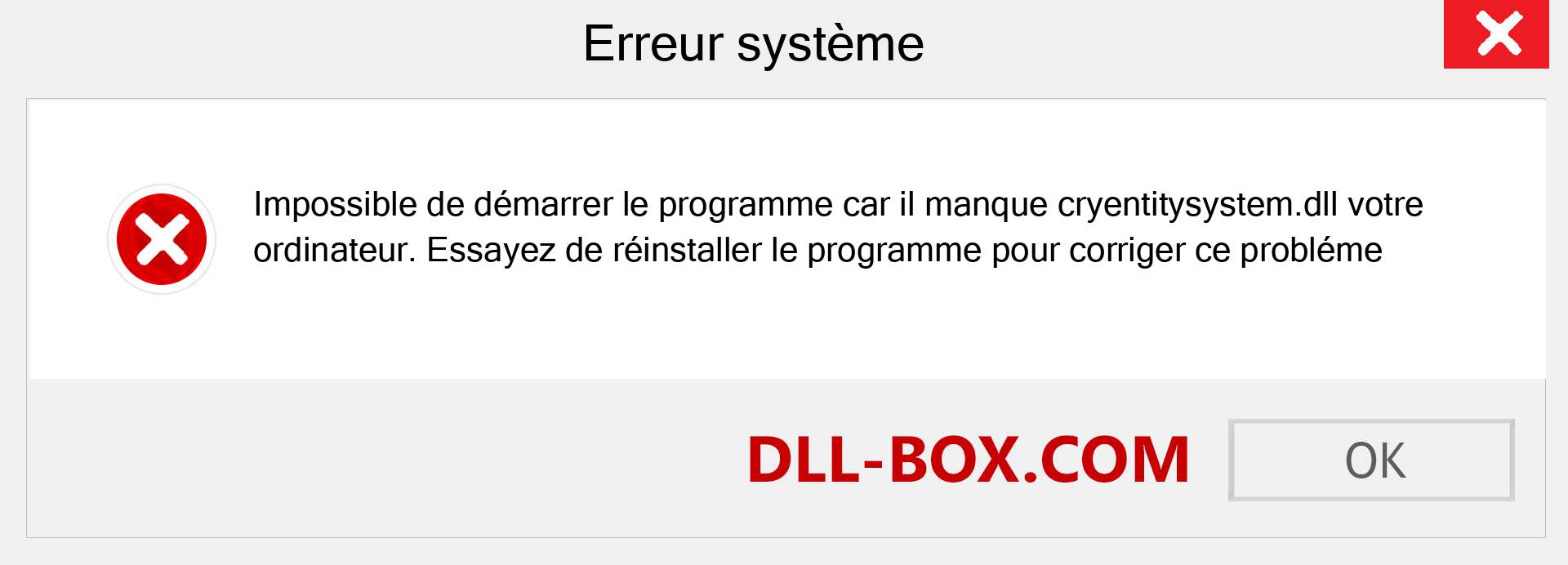 Le fichier cryentitysystem.dll est manquant ?. Télécharger pour Windows 7, 8, 10 - Correction de l'erreur manquante cryentitysystem dll sur Windows, photos, images